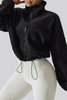  Nimbus – Fleece Cropped Jacket Oversize con Ajuste en Cintura